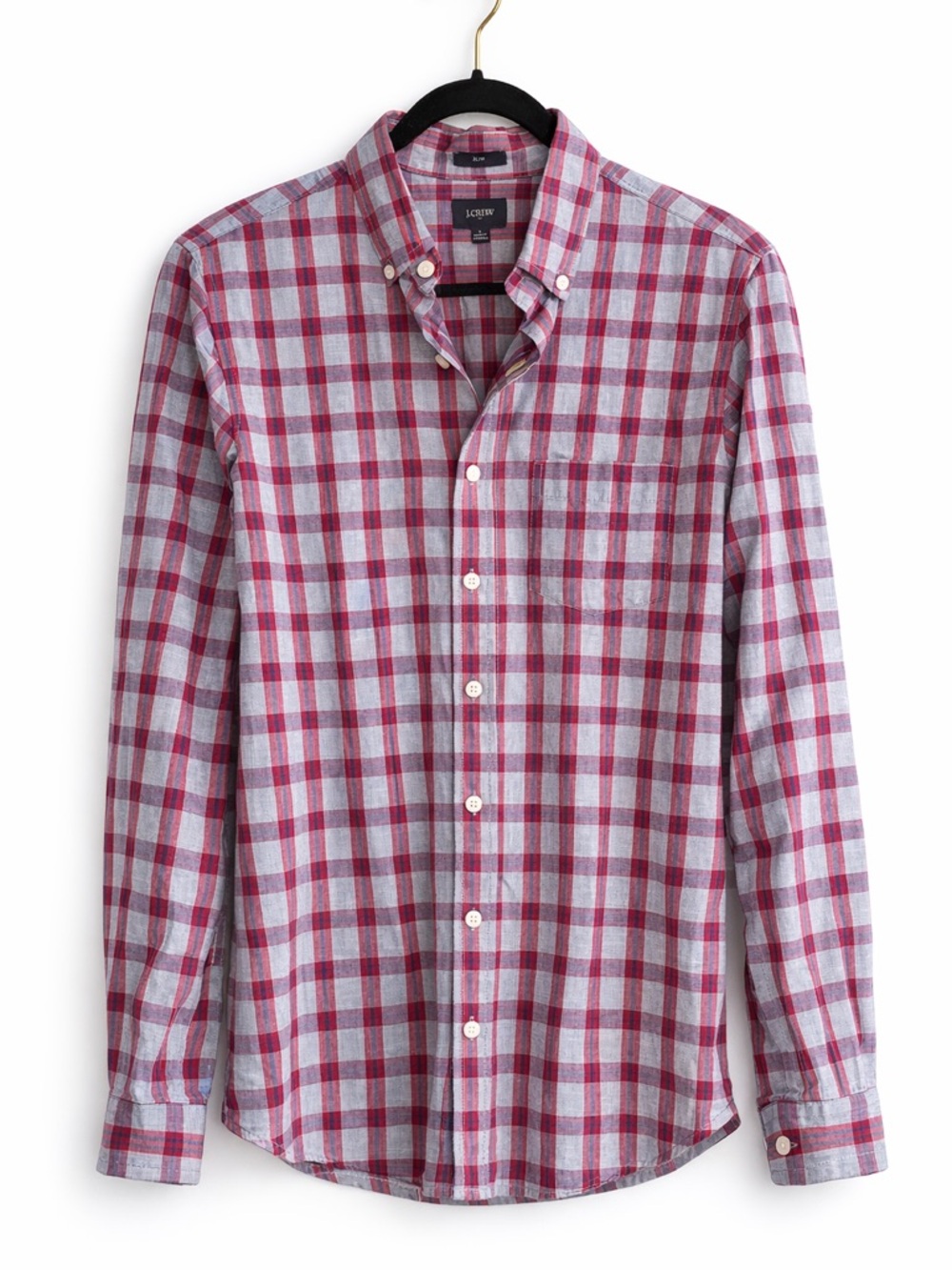 J.Crew Slim Fit Plaid Button Down Shirt Red Blue Gray Men’s Small